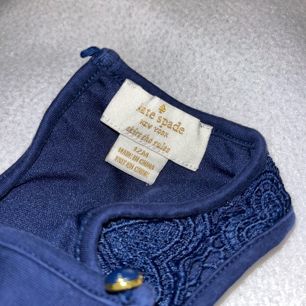 Baby girl 12 month Kate Spade formal dress navy blue fancy heart design - Picture 10 of 10